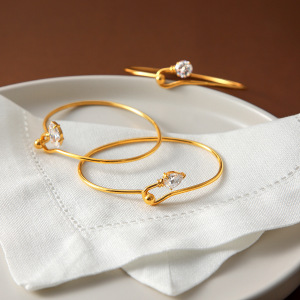 Luxurious Series Stainless Steel Waterproof Gold Color Zircon Bangles h5 Picture3