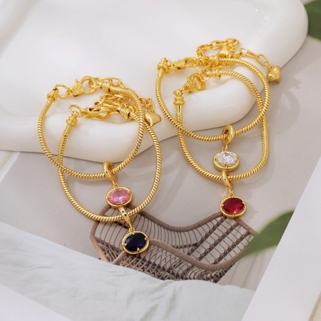Simple Series Elegant Circle Copper   Gold Color  Zircon Women's Charm Bracelets 2