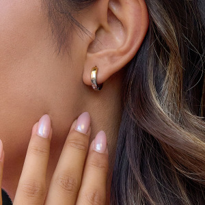 Simple Series Daily Mixed Gold Color And Silver Colors Stainless Steel Waterproof   Gold Color  Women's Hoop Earrings h5 Picture3