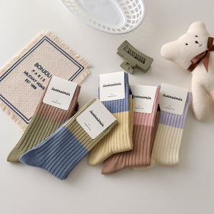 Women's Slight Bounce Basic Stripes Color Clash Mid-Calf Socks h5 Picture3