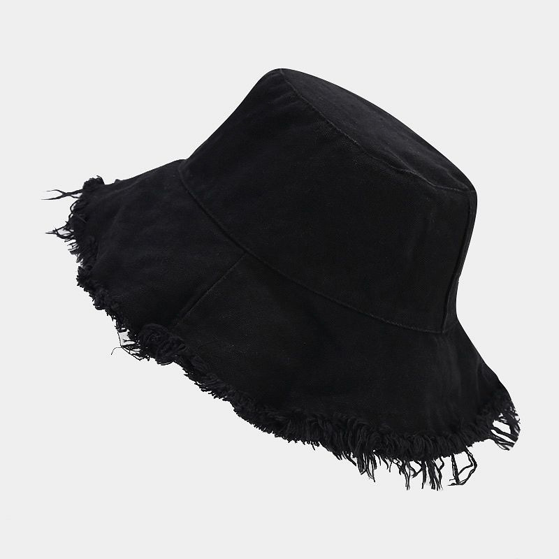 Simple Series Casual Solid Color Tassel Cotton Bucket Hats