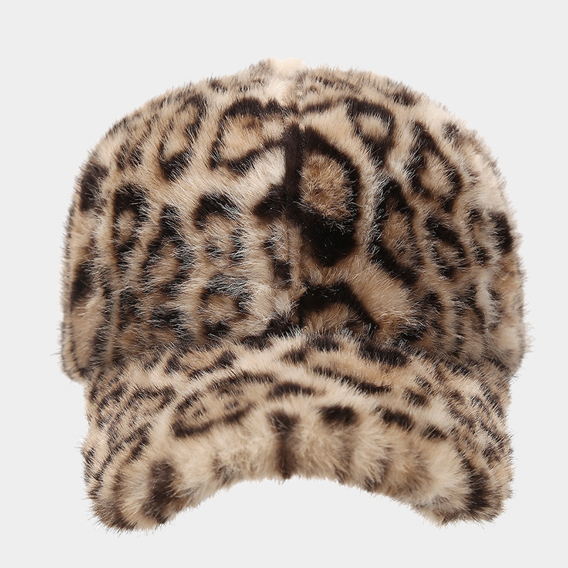 Simple Series Retro Leopard Print Imitation Fur Baseball Cap