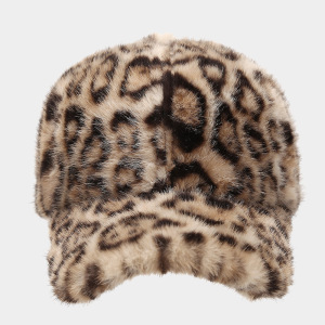 Simple Series Retro Leopard Print Imitation Fur Baseball Cap h5