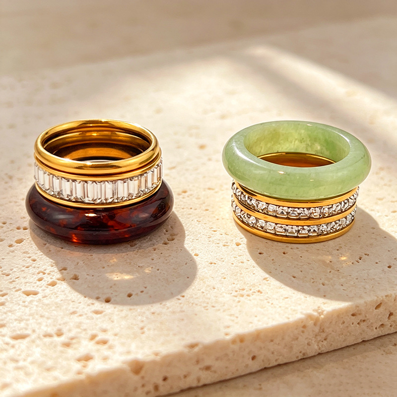 Romantic Series Retro Irregular Shape Stainless Steel Waterproof Gold Color Ring Sets Picture4