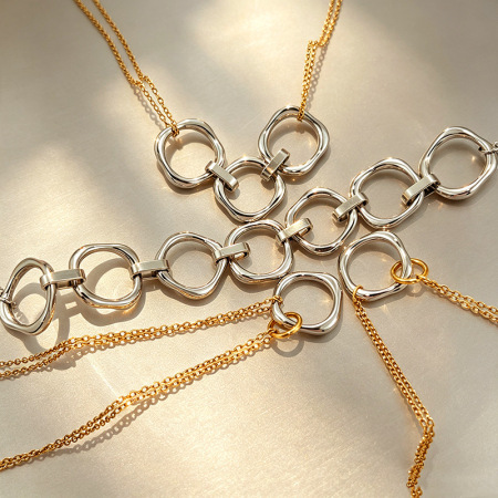Luxurious Series Retro Irregular Shape Stainless Steel Waterproof   Gold Color Women's Jewelry Sets