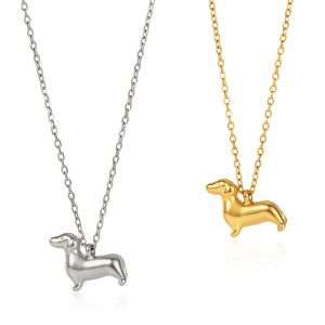 Dachshund Shape Stainless Steel Waterproof Gold Color Women's Pendant Necklaces h5 Picture6