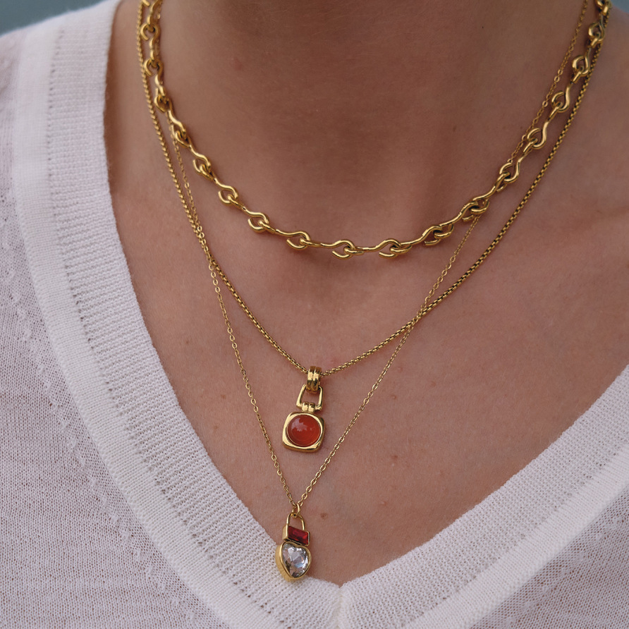 Luxurious Series Daily Droplet Heart Stainless Steel Waterproof Gold Color Women's Pendant Necklaces Picture2