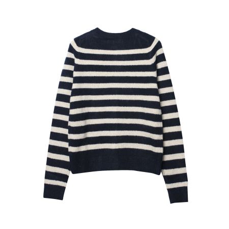 Casual Stripes Button Straight Knit Cardigan 2