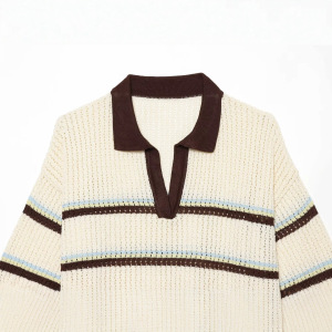 Urban/Office Stripes Cutout Regular Knitted Jumper h5 Picture3