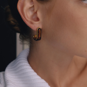 Gradient Color Resin Stainless Steel Waterproof Gold Color Women's Stud Earrings h5 Picture3