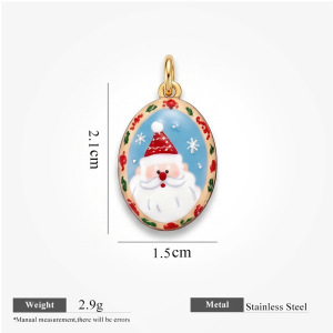 Classic Series Diy Christmas Ellipse Shape Stainless Steel Waterproof Gold Color Women's Pendants h5