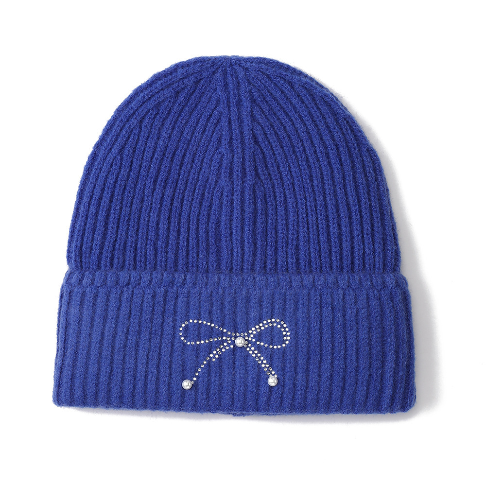 Simple Series Sweet Bow Knot Solid Color Wool Polyester Blend Beanie