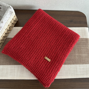 Simple Series Daily Solid Color Wool Polyester Blend Winter Scarves h5