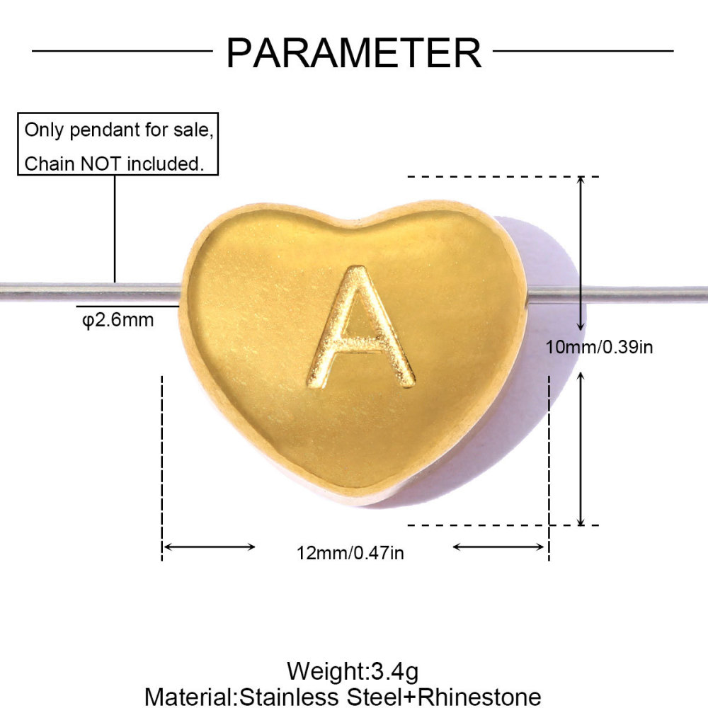 Simple Series Diy Letter Heart Stainless Steel Waterproof Gold Color Women's Pendants