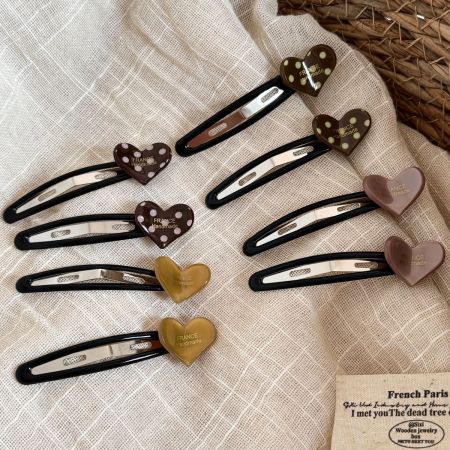 Einfache Haarspangen Aus Acetat Mit Herzmotiv, Einfarbig Mit Punkten Und Buchstabenmotiv 2