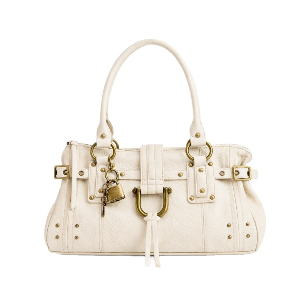 Streetwear Style Metal Hardware Studded Solid Color Key Rivet Premium Quality Pu Women's Square Handbags 