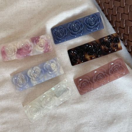 Simple Series Daily Flower Rose Gradient Color Acetate Hair Clips 2