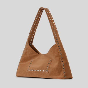 Casual Style Metal Hardware Studded Solid Color Rivet Suede Women's Square Shoulder Bags h5