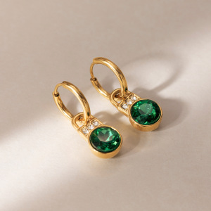 Luxurious Series Elegant Lock Stainless Steel Waterproof   Gold Color  Zircon Women's Drop Earrings h5 Picture4