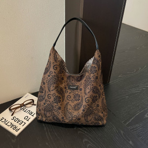 Boho Style Printed Solid Color Paisley Pattern Suede Women's Square Shoulder Bags h5