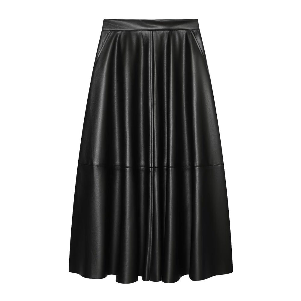 Retro Solid Color Regular Polyurethane Skirts