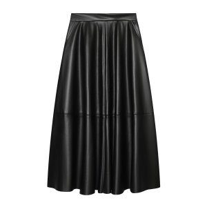 Retro Solid Color Regular Polyurethane Skirts h5