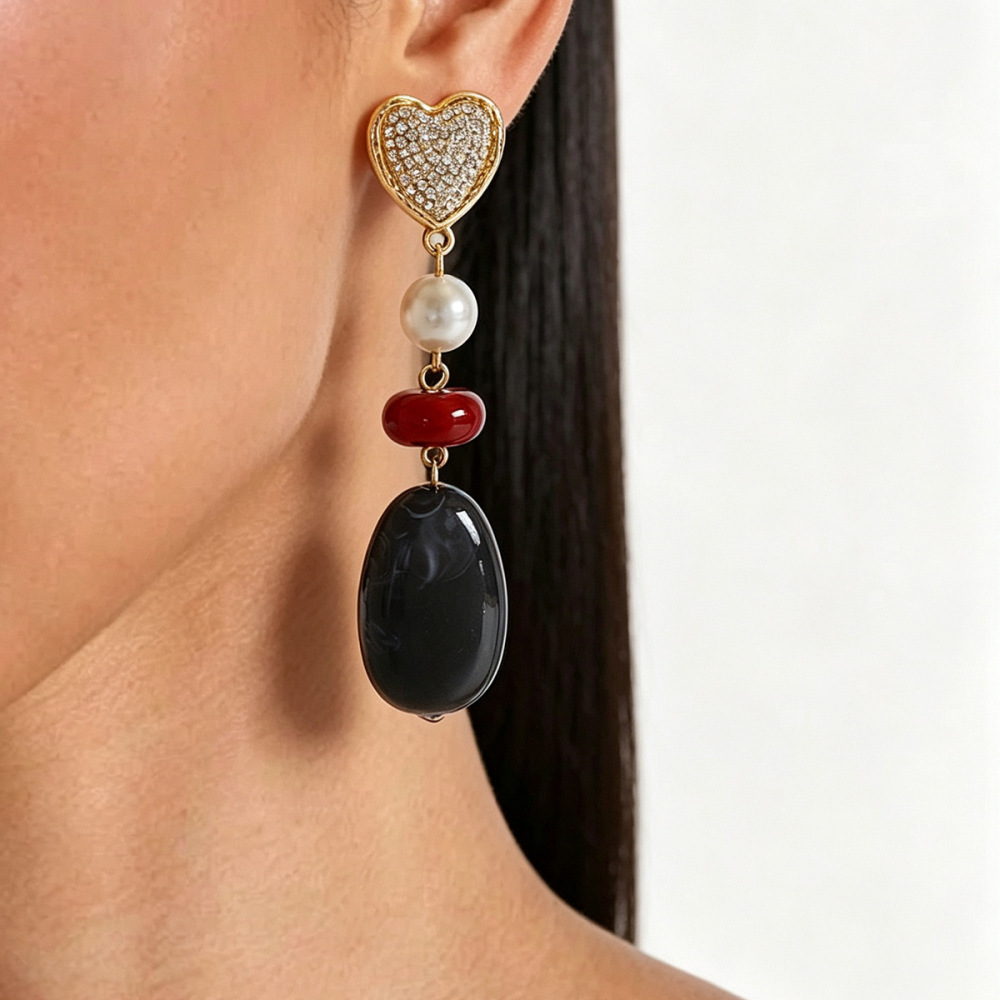 Classic Series Retro Heart Beads Resin Women's Beads Earrings Picture2