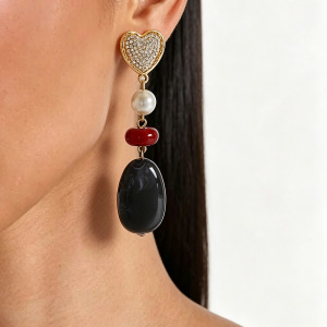 Classic Series Retro Heart Beads Resin Women's Beads Earrings h5 Picture2