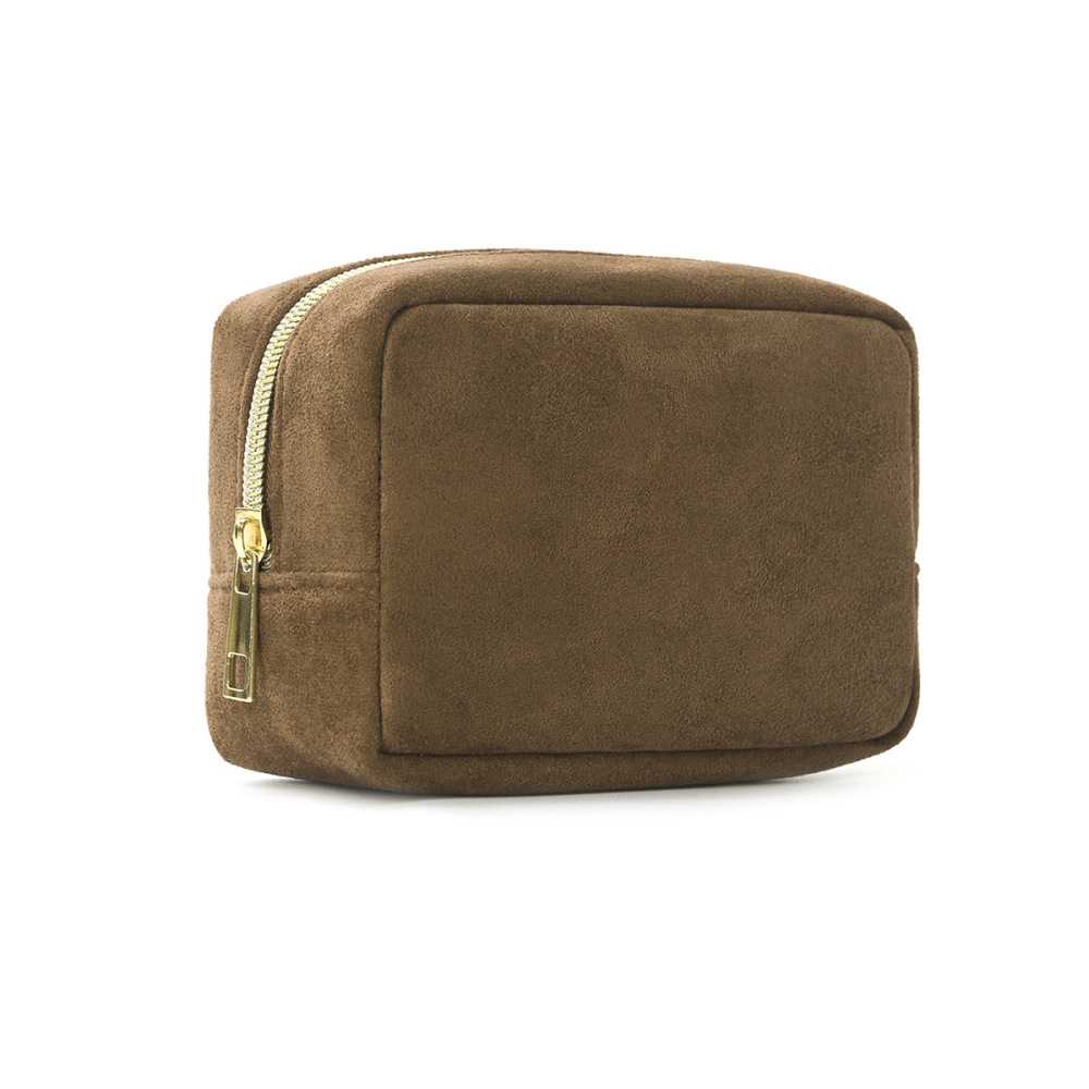 Simple Solid Color Suede Women's Makeup Bags