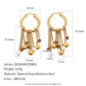 Retrotassel Stainless Steel Waterproof Natural Stone Women's Dangle Earrings h5 