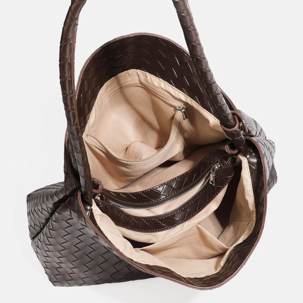 Parisian Chic Style Woven Solid Color Woven Pu Women's Square Shoulder Bags h5Picture4