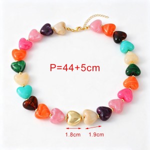 Simple Series Retro Heart Resin Women's Beaded Necklaces h5 Picture5
