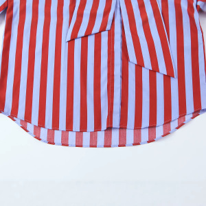Casual Stripes Bow Tie-Up Loose Fit  Blouses & Shirts h5 Picture4