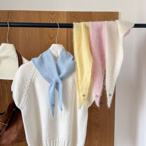 Simple Series Daily Letter Solid Color Wool Polyester Blend Triangular Scarves h5 Picture4