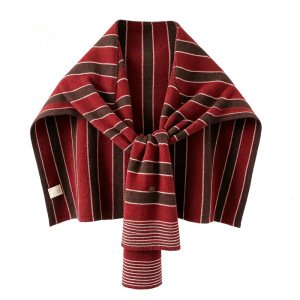 Simple Series Casual Stripe Mixed Color Wool Polyester Blend Shawls h5