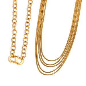 Simple Series Daily Chain Stainless Steel Waterproof Gold Color Women's Chain Necklaces h5 Picture5