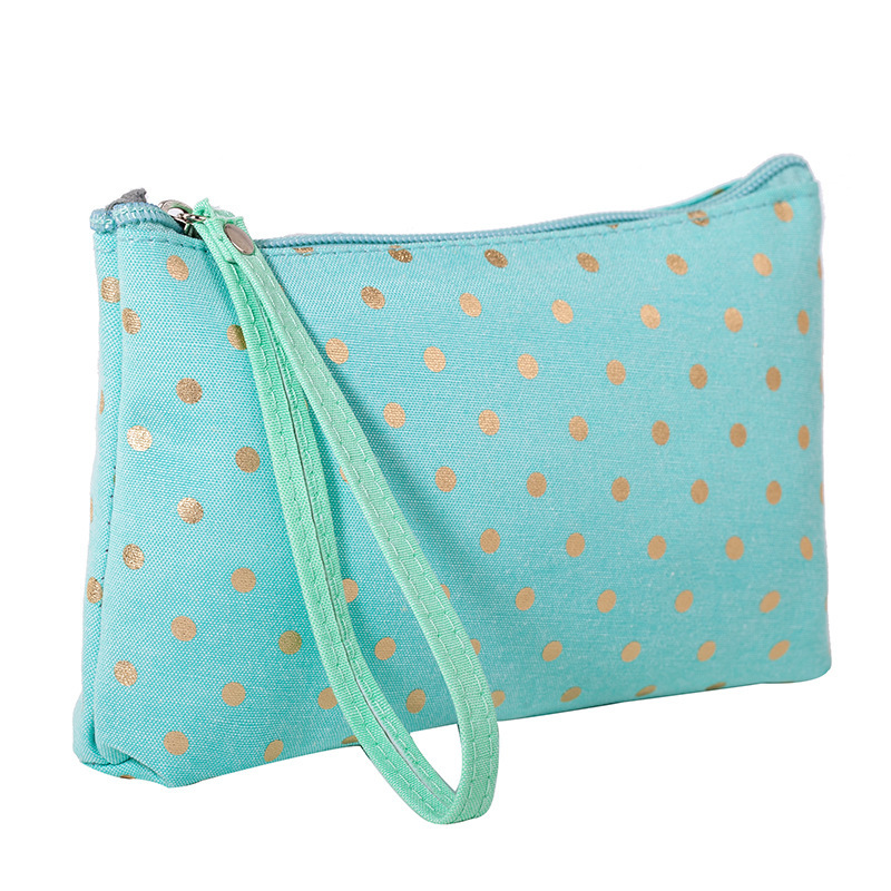 Simple Series Daily Solid Color Polka Dots Polyester Makeup Bags
