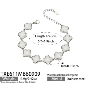 Luxurious Series Elegant Clover Stainless Steel Waterproof Gold Color Glass Women's Jewelry Sets h5