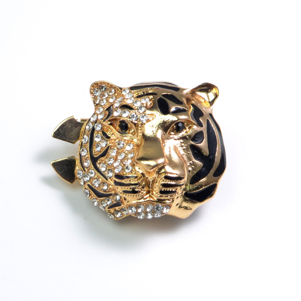 Luxurious Series Retro Animal Solid Color Leopard Print Metal Rhinestone Cufflinks 