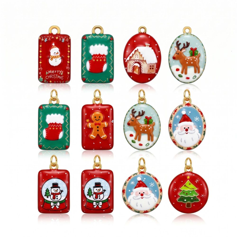 Classic Series Diy Christmas Ellipse Shape Stainless Steel Waterproof Gold Color Women's Pendants h5Picture5