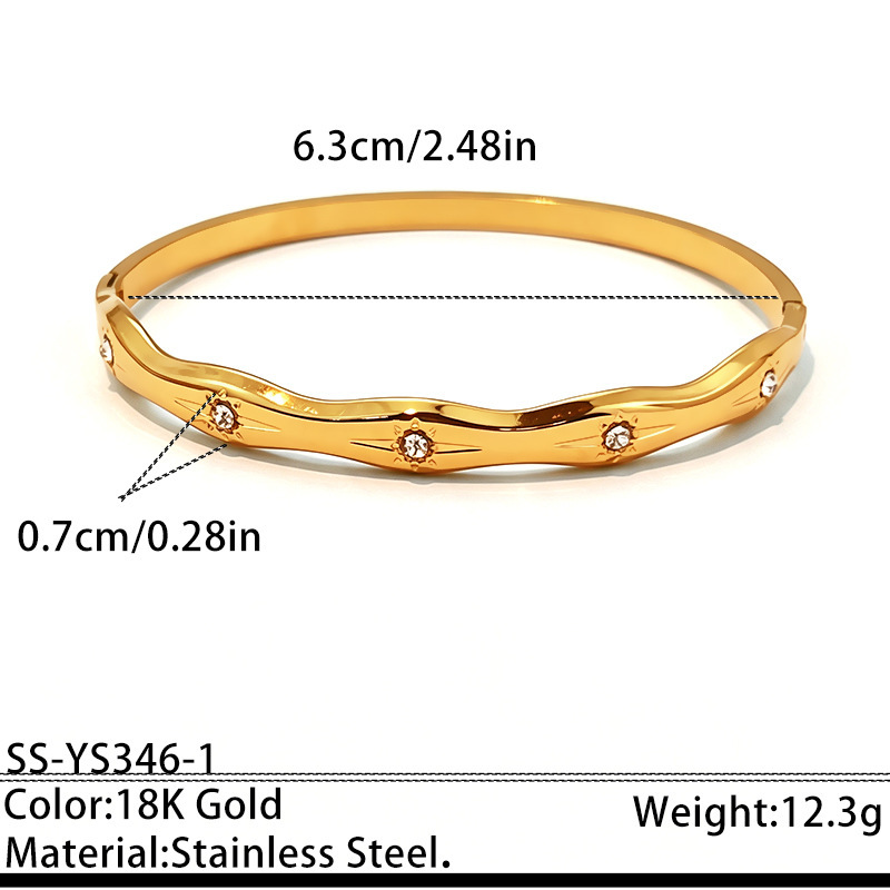 Pulseras De Acero Inoxidable Color Dorado, Estilo Retro, Con Forma Irregular Y Lunares, De Lujo. Imagen2