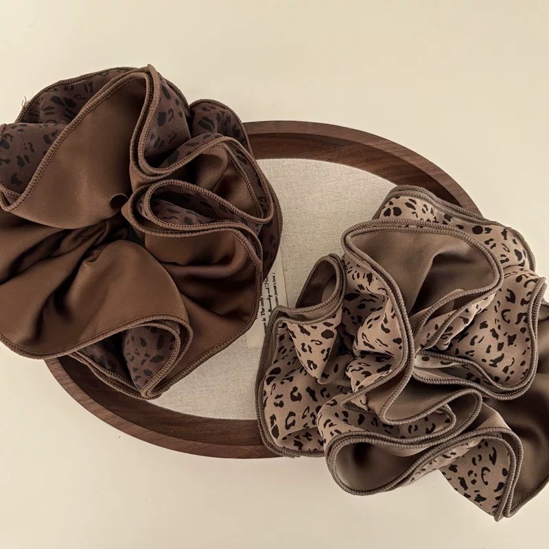 Elastici Per Capelli In Poliestere Con Stampa Leopardata Retrò Della Serie Simple Immagine2