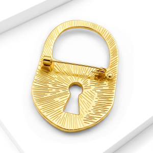 Simple Series Daily Solid Color Lock Metal Brooches h5 Picture3