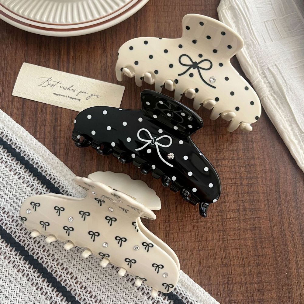 Simple Series Sweet Bow Knot Polka Dots Acetate Rhinestone Hair Clips Afbeelding3