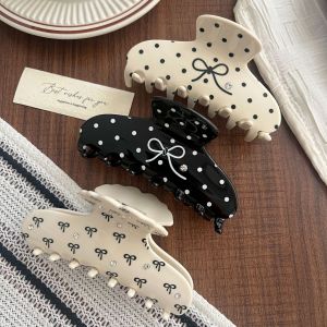 Simple Series Sweet Bow Knot Polka Dots Acetate Rhinestone Hair Clips h5 Afbeelding3