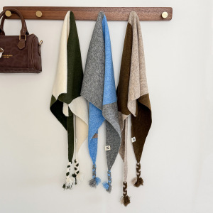 Simple Series Daily Twist Tassel Mixed Color Cotton Triangular Scarves h5 Picture2