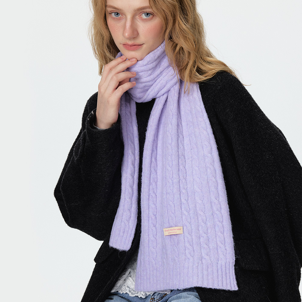 Simple Series Casual Solid Color Woven Wool Polyester Blend Winter Scarves h5Picture4