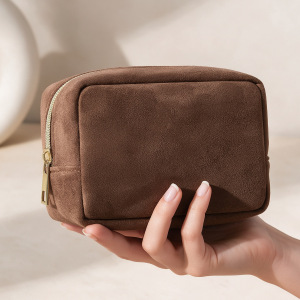 Simple Solid Color Suede Women's Makeup Bags h5 Picture3