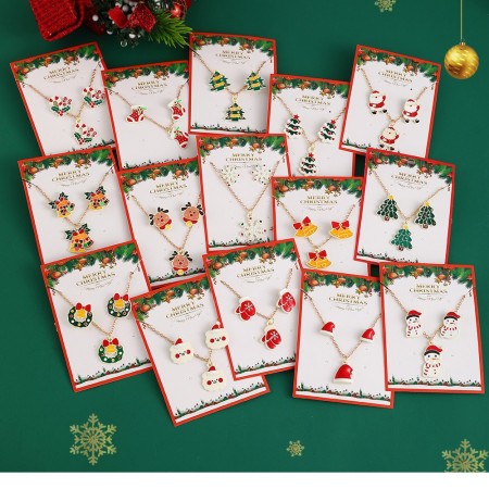Romantik Seri Sevimli Noel Alaşım Altın Renk Kadın Takı Setleri 2