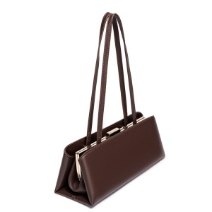 Minimalist Style Metal Hardware Solid Color Premium Quality Pu Women's Trapezoid Shoulder Bags h5 Picture2